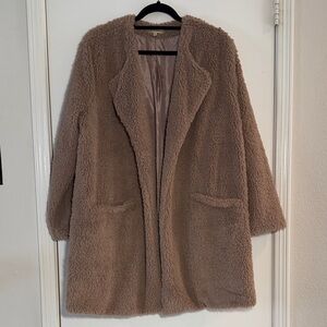 Democracy Women’s Open Front Teddy Bear Jacket NWOT